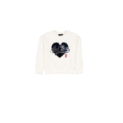 Boston Red Sox Girls Sequin Heart Chrome White Crewneck