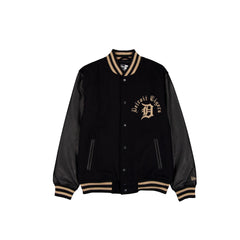 Detroit Tigers Gothic Lettering Black Wool Varsity Jacket